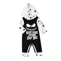 Halloween cotton romper costume with hood and long sleeves in black or brown colour