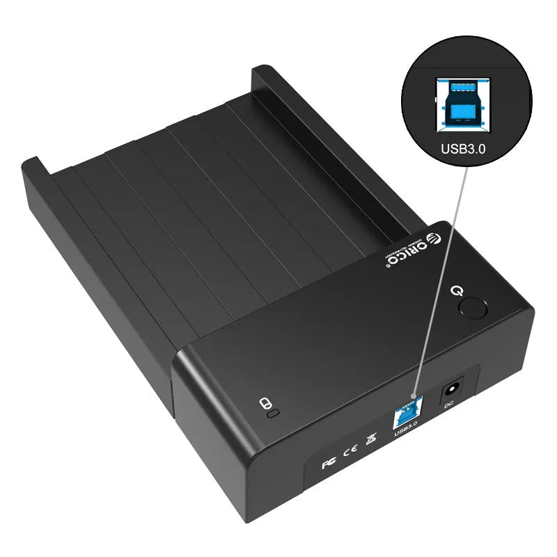 ORICO 6518US3 black external hard drive enclosure for 2.5 and 3.5 inch SATA HDD SSD with USB 3.0