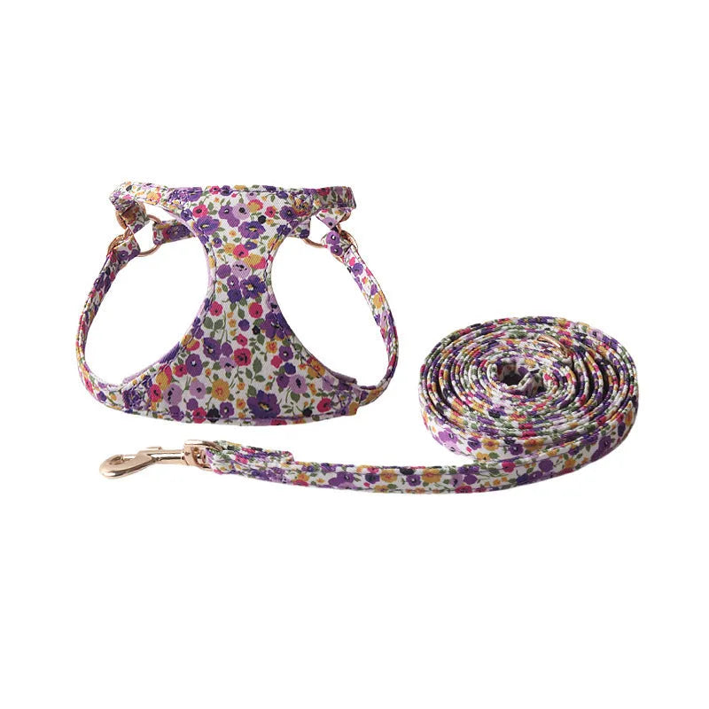 Cloth pet harness suit with leash for small dogs and cats in multiple colour options