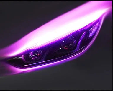 Car LED daytime running light strip with silicone body and coloured flowing turn signal effects