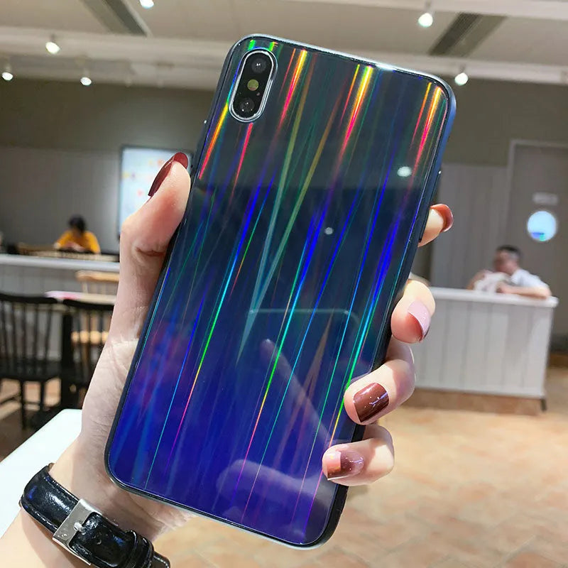 Gradient glass phone case with starry sky design for Huawei P20 in slim TPU PC back cover