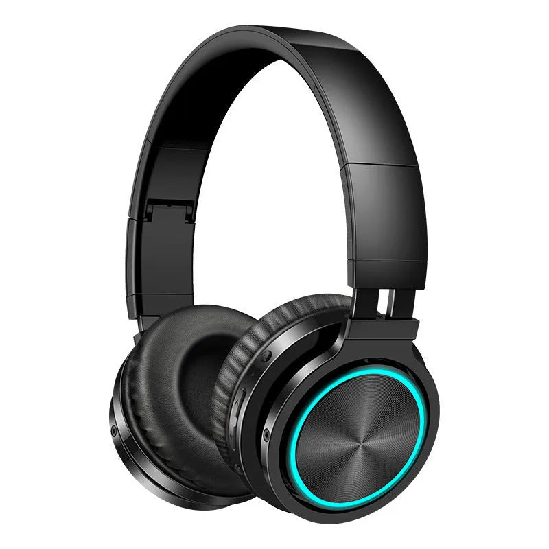 Wireless folding headset with Bluetooth 5.0 showing black, black and red, and white and grey colour variants