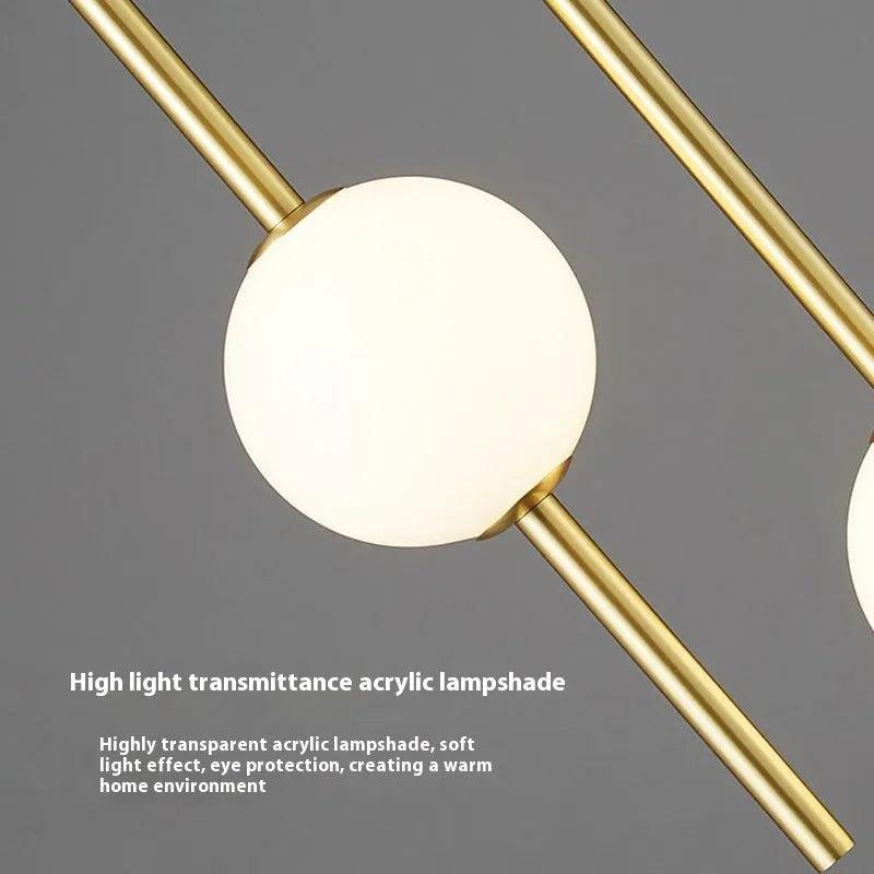 Nordic bedside chandelier with acrylic shade, gold finish, single head, adjustable light colours for bedroom