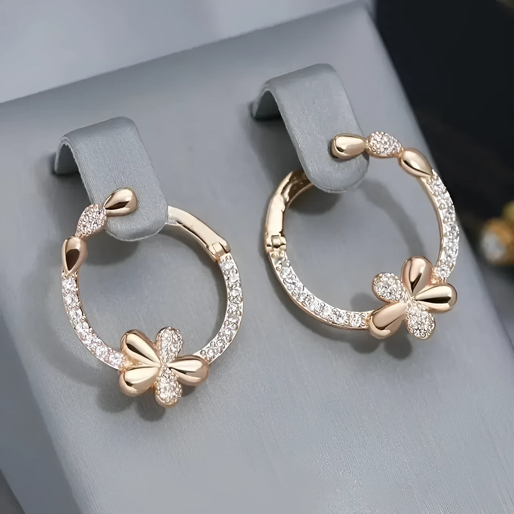 Copper round ring earrings with electroplated finish in colour EK13286-FD-01