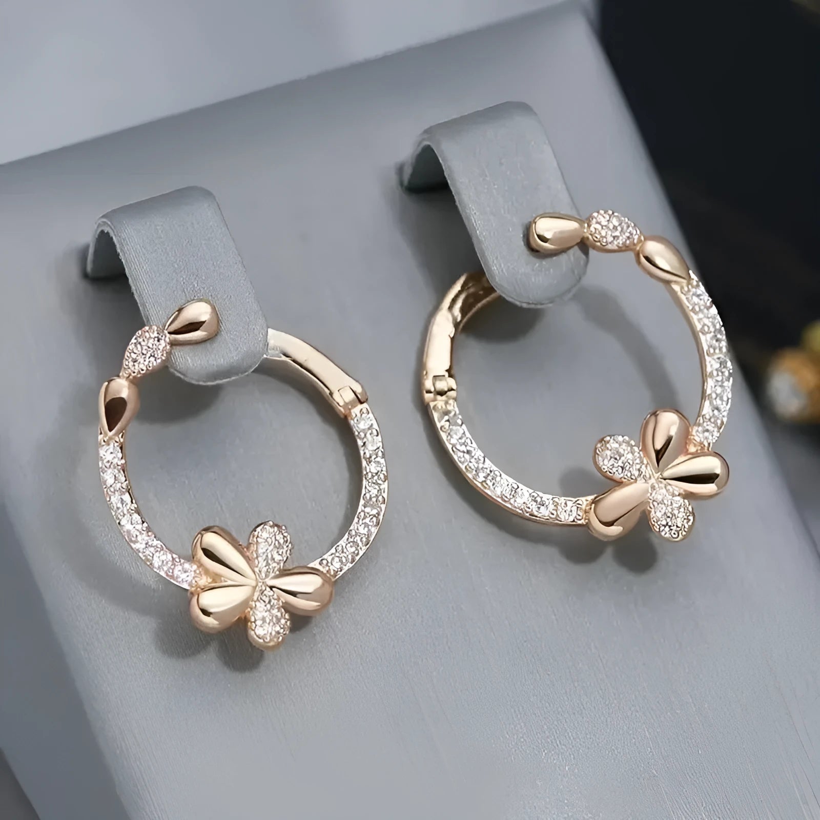 Copper round ring earrings with electroplated finish in colour EK13286-FD-01