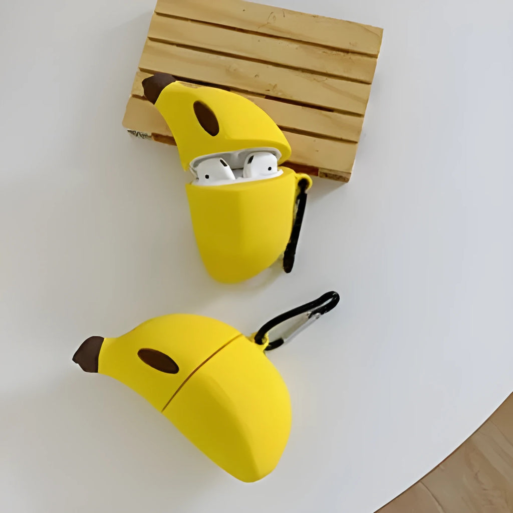 Yellow banana silicone protective case for compatible Apple AirPods Pro wireless headphones