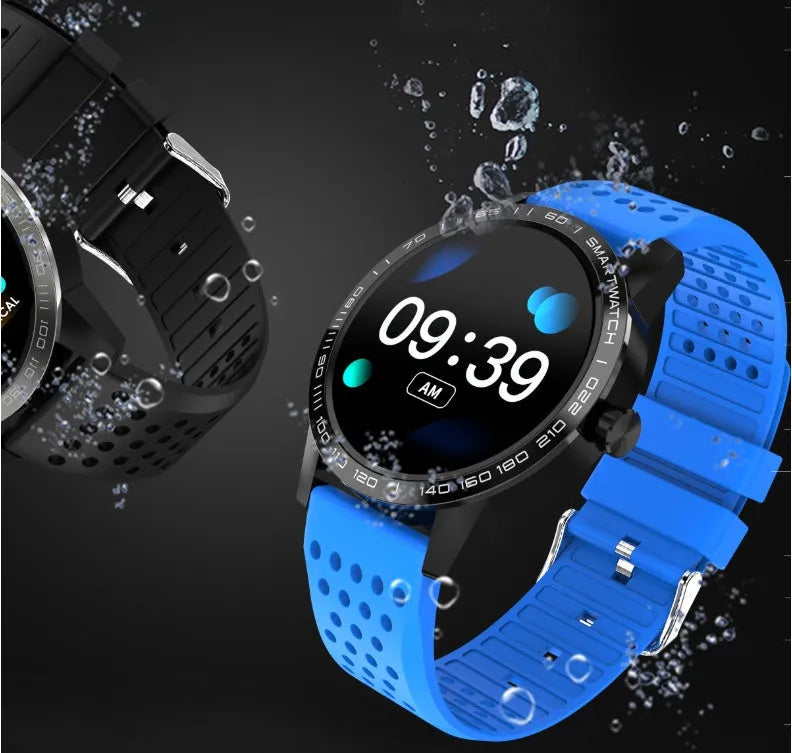 Black smart bracelet with 1.3-inch colour screen showing heart rate and fitness data on wrist.