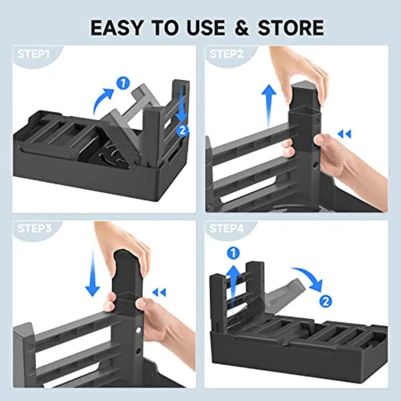 Adjustable height elevated dog feeding station with slow feeder bowl and water bowl on non-slip stand