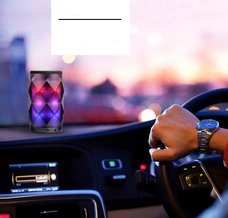 Black crystal diamond-cut Coke can shaped lantern speaker with colourful LED lighting effects