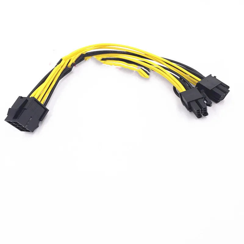 Black 8-pin female to dual 8-pin male graphics card power extension cable, 21cm length