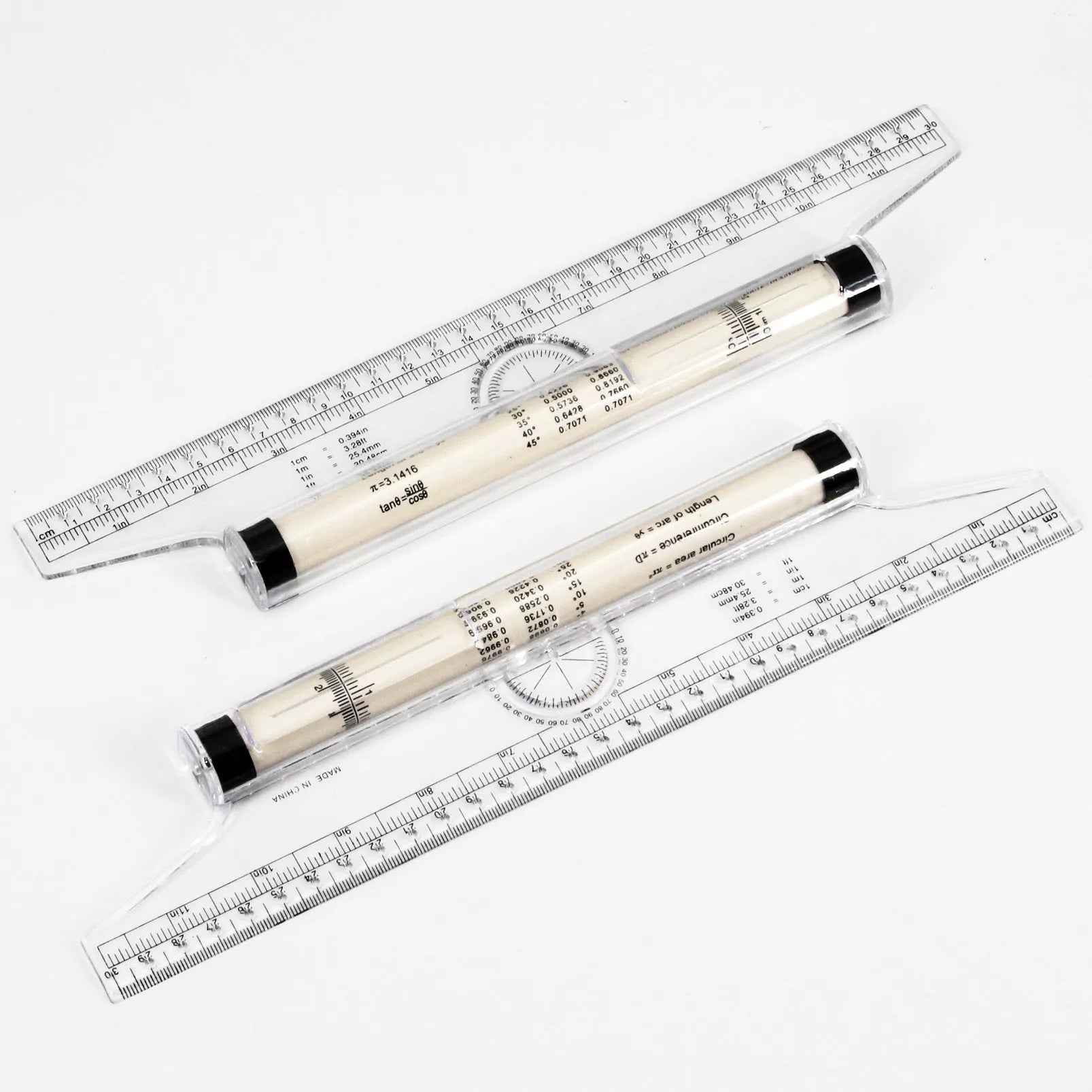 30cm long plastic multifunctional rolling ruler for drawing with rollers and angle rapporteur