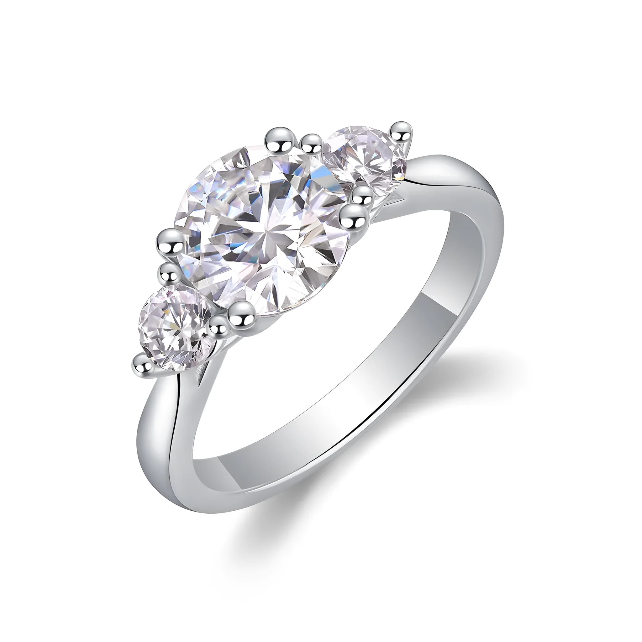 Wedding ring set with 2-carat moissanite in S925 silver gold-plated finish, GRA certificate included