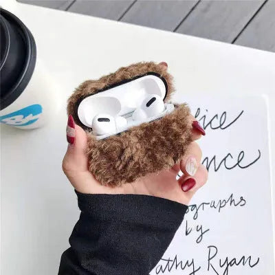 Plastic and plush protective cover for Apple AirPods 1, 2, and Pro 3 charging case in assorted colours.