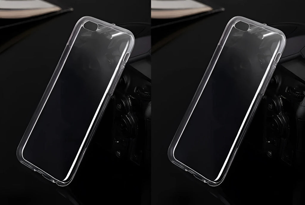 Transparent TPU soft shell iPhone case showing phone's original design through clear material