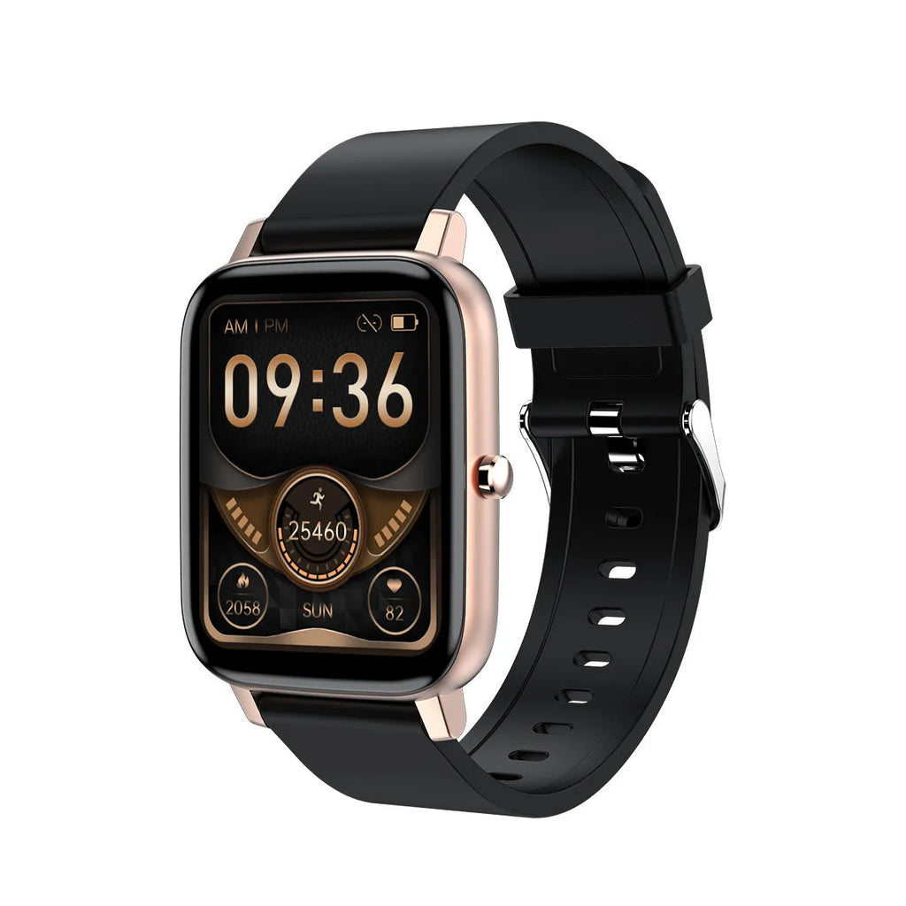 H80 smart watch with black silicone strap showing ECG heart rate graph on its 1.69-inch screen
