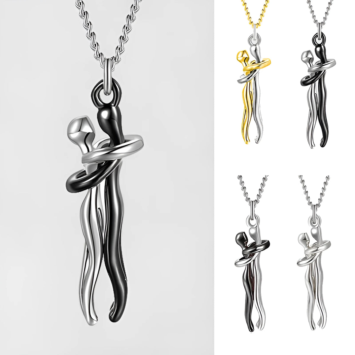 Love Hug necklace brass clavicle chain with 3cm cartoon character pendant and 40+5cm length