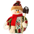 Red, green and white flannel snowman Christmas decorations measuring 18cm by 13cm