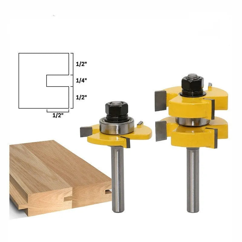 T-slot milling cutter with three-tooth carbide cutting edge for T-shaped tenon joints, 8mm straight shank