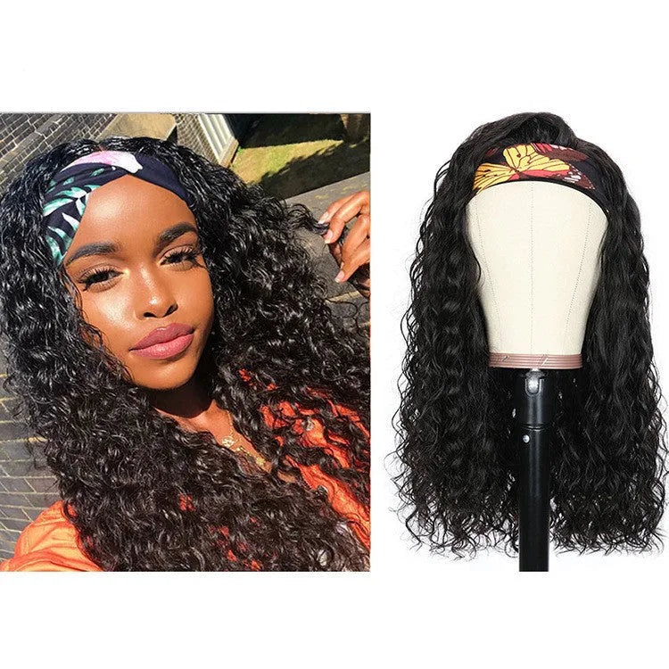 Brazilian Water Wave headband human hair wig photo colour option for ladies