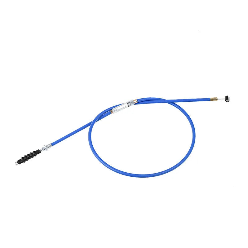 Four coloured motorcycle clutch and accelerator cables, each 0.98m long, for Apollo 110-125cc ATV and scramble bikes.