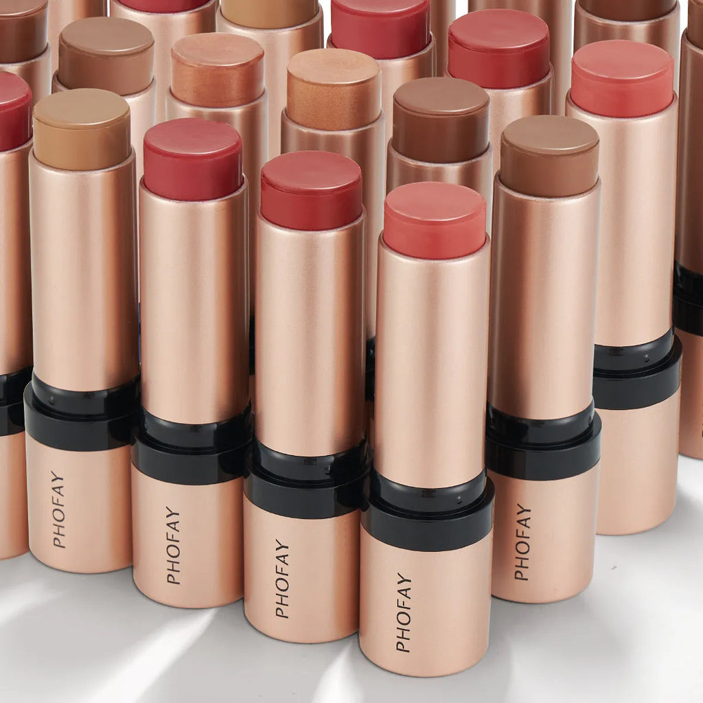PHOFAY Shaping Contour Stick 10g with built-in brush and five nubs, available in 8 shades for cheekbone and jawline definition.