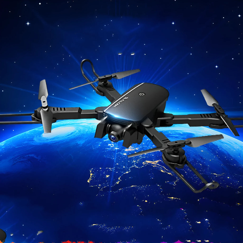 4K HD professional remote control quadcopter in black with one-key return and headless mode