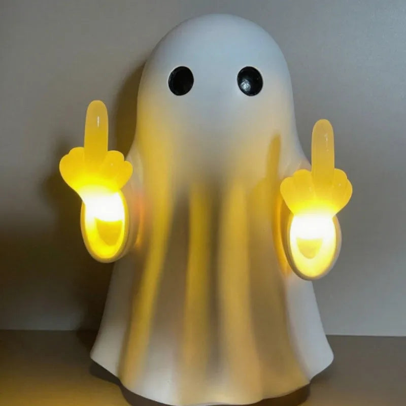White plastic ghost night light statue Halloween decoration with modern simple style
