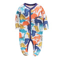 Cotton baby one-piece clothes in dinosaur print for infants.