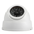 White plastic dummy dome CCTV camera with flashing red LED, 9.4 x 9.4 x 7 cm, indoor outdoor use