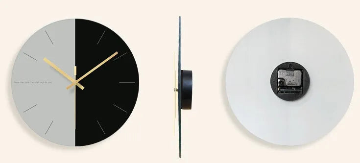 Tempered glass transparent wall clock with silent movement showing minimalist design on white wall