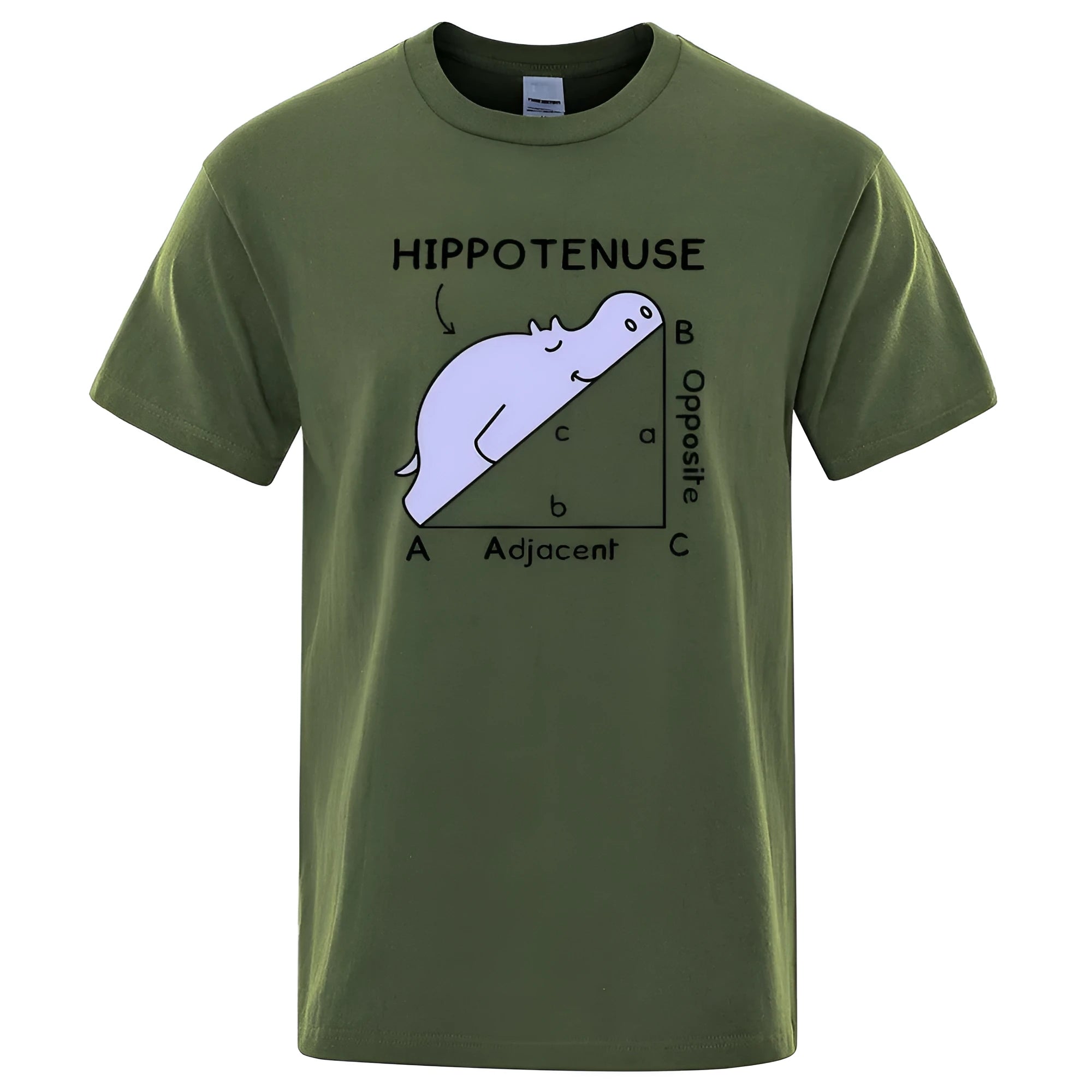 Cotton t-shirt with humorous Hippotenuse Opposite Adjacent printed design in loose fit style