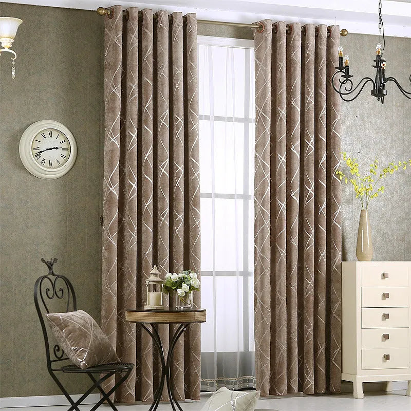 Modern chenille blackout curtain in solid colour with jacquard texture