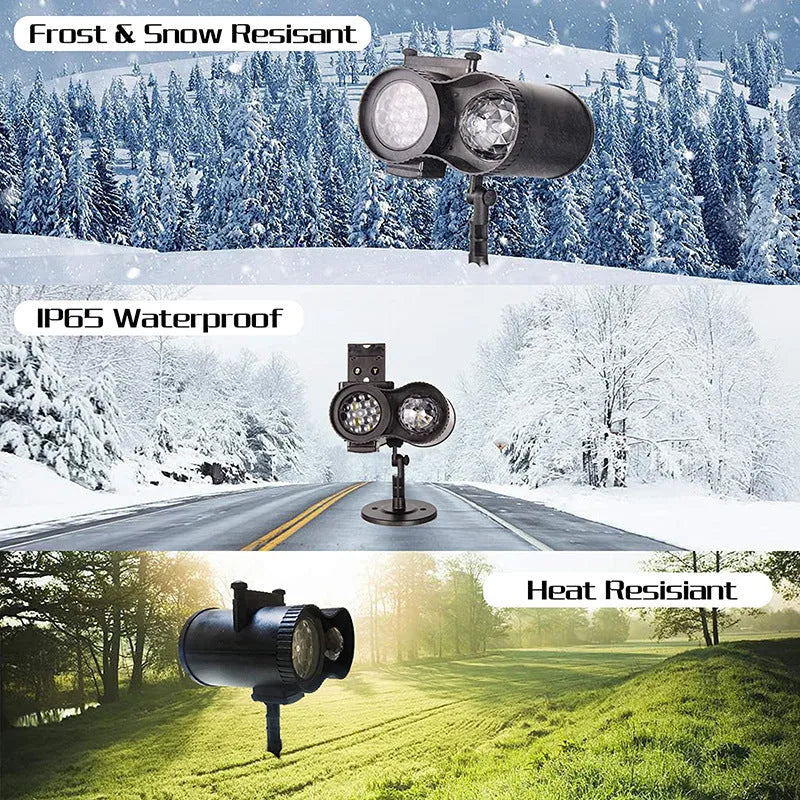 Outdoor waterproof double tube animated watermark LED light with IP65 rating on a patio.