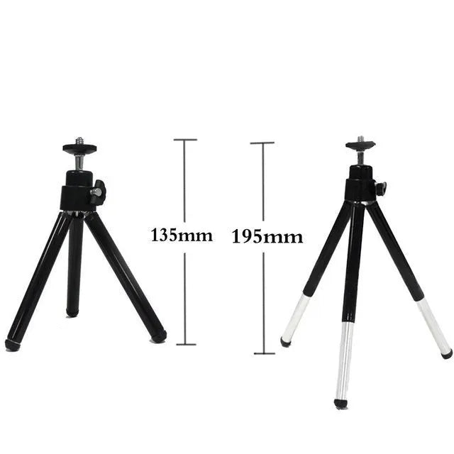 Mini aluminium tripod with ball head and black phone clip for cameras and mobile devices