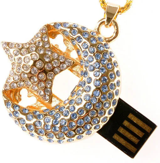 Jewelry Xingyue silver metal USB flash drive with USB connector exposed.