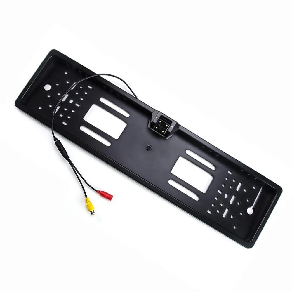 European license plate reversing camera with 4 LED lights for night vision, black colour, CMOS sensor