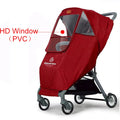 Linen waterproof stroller rain cover in Grey fitted to a baby carriage