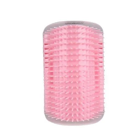 Cat self-grooming brush with mint pad, blue colour, 9x13cm size, on light background