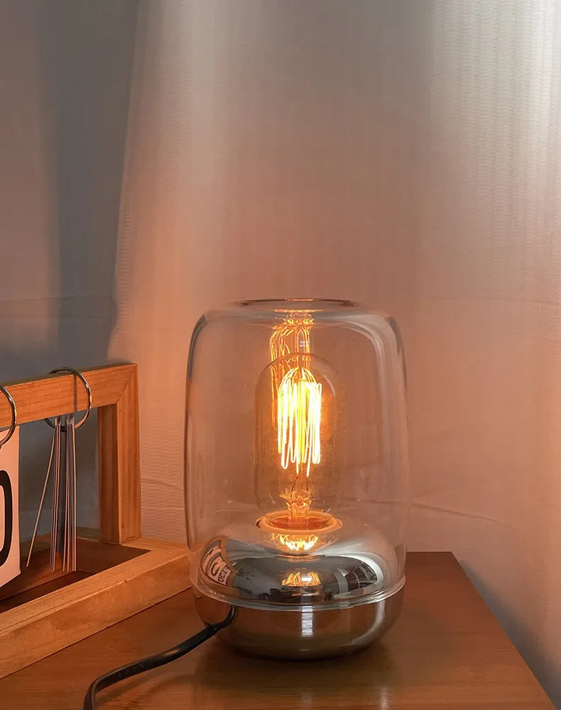 Geometric glass essential oil lamp with modern design for bedroom ambience lighting