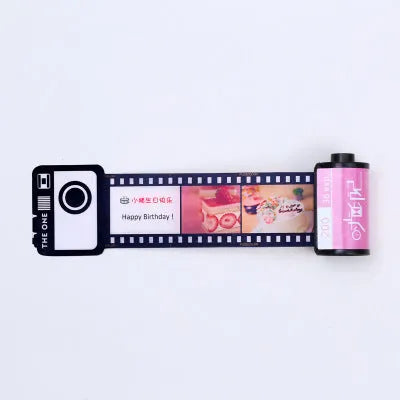 Wooden memory film photo storage album box with tote bag in yellow, pink, or blue.