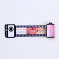 Wooden memory film photo storage album box with tote bag in yellow, pink, or blue.