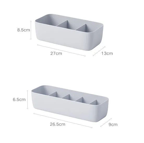 Plastic socks and underwear organiser with grid compartments in multiple colours for desktop or drawer storage