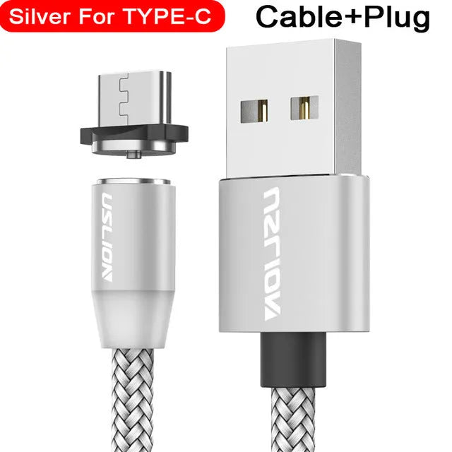 USLION circular magnetic charging cable with aluminium alloy housing and LED indicator