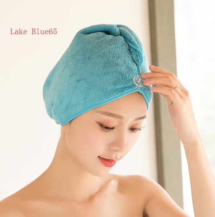 Microfiber hair drying cap for women in assorted colours measuring 60cm by 25cm
