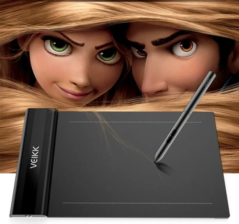 Black S640 graphics drawing tablet with 6x4 inch active area and battery-free P06 passive pen