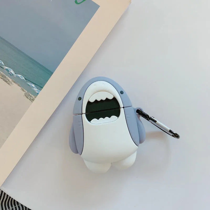 Shark design silicone protective cover for Apple AirPods 1 and 2 wireless earphone charging case