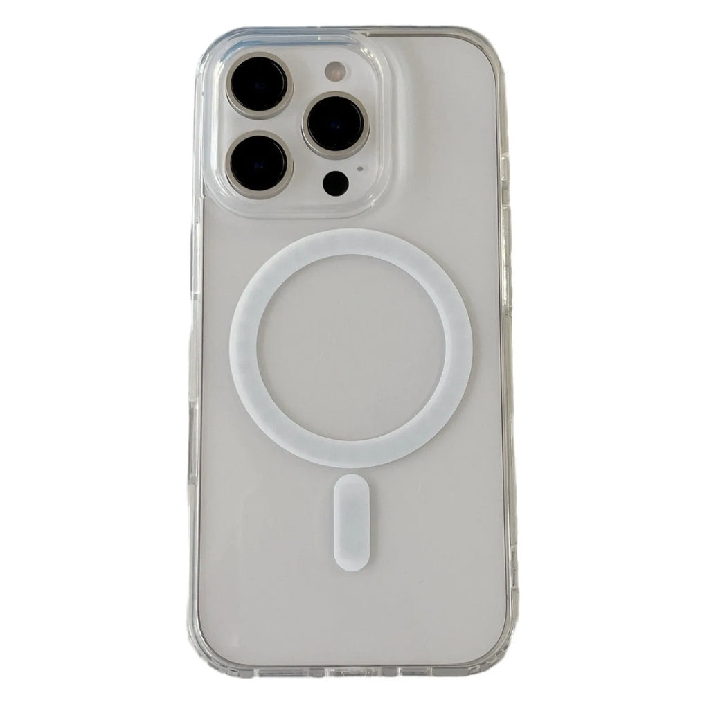 AI button magnetic silicone phone case for iPhone in transparent finish with built-in AI button