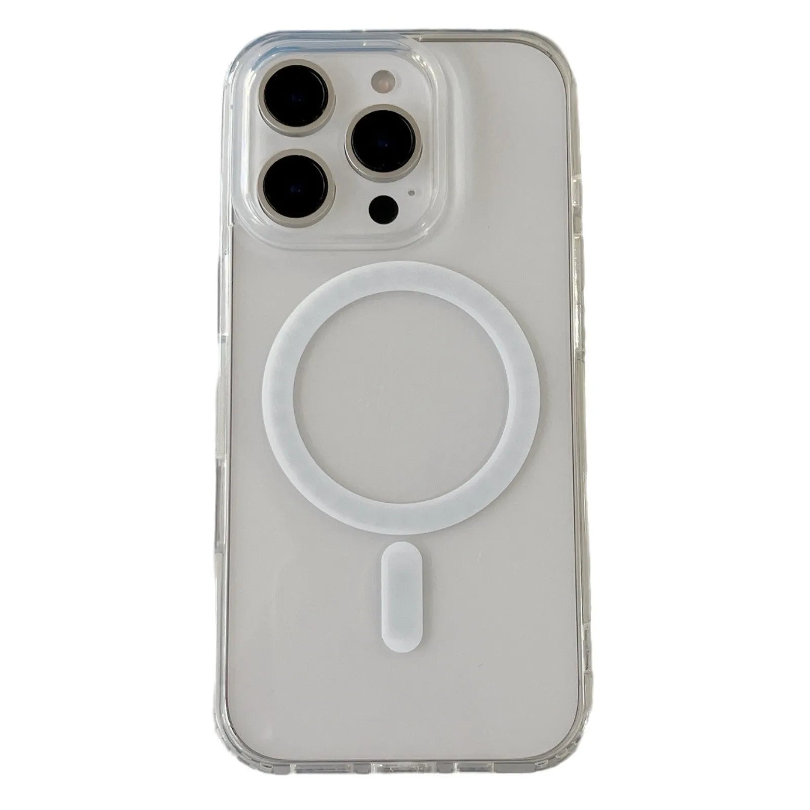 AI button magnetic silicone phone case for iPhone in transparent finish with built-in AI button