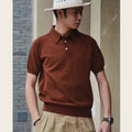 Retro style men's cotton short-sleeved T-shirt in slim fit showing dark brown colour option