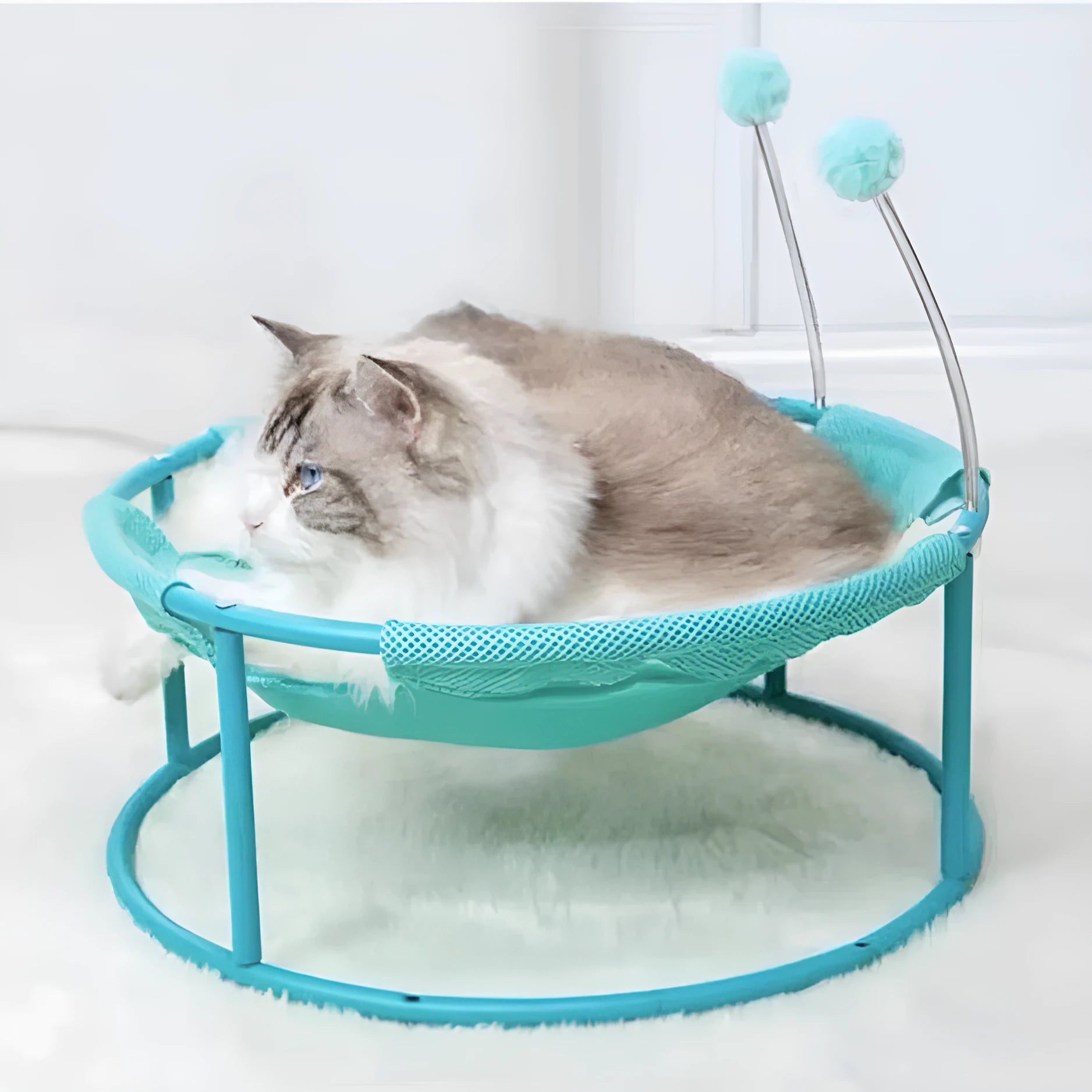 Cat nest in size L with stainless steel frame, moisture-proof base, in khaki colour
